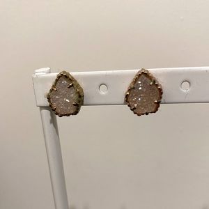 Tessa Gold Stud Earrings in Iridescent Drusy